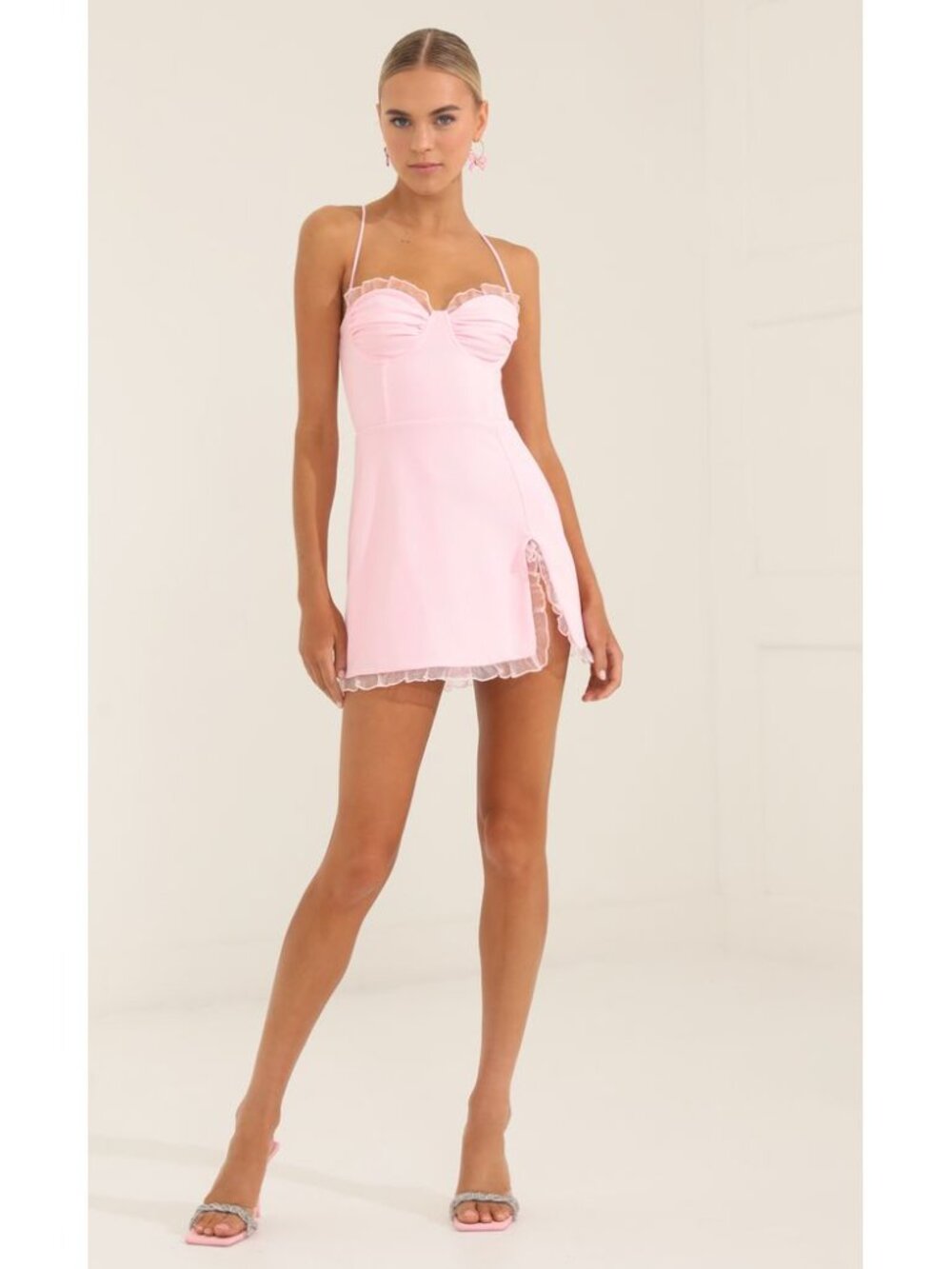 Pink Corset Ruffle Mini Dress - Picture 3 of 5